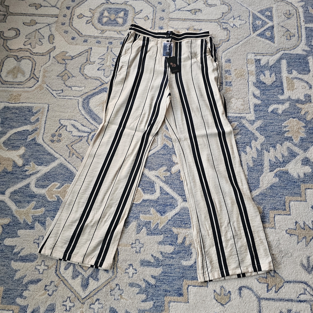 Sincerely Jules Black and Cream Striped Pants